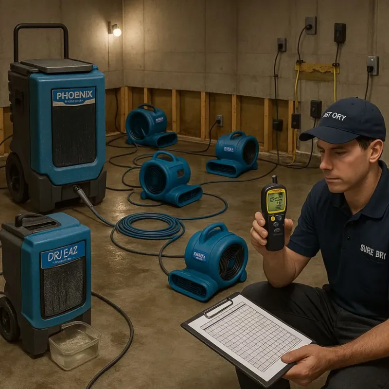Structural Drying and Dehumidification process in North Massapequa, NY